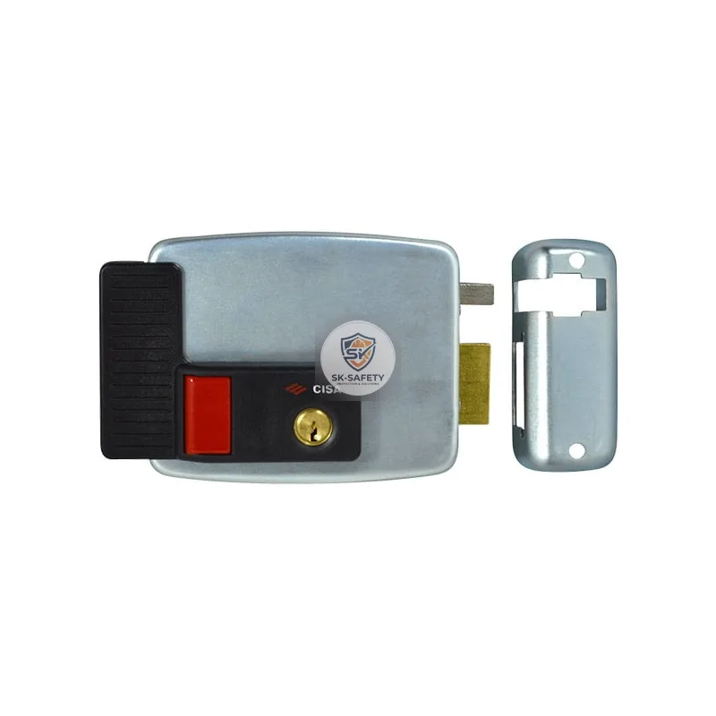 Serrure électrique en applique CISA 11631-70, 12 V, cylindre et bouton intérieur