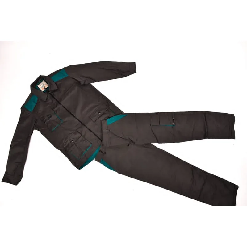 Ensemble veste et pantalon de travail gris et vert
