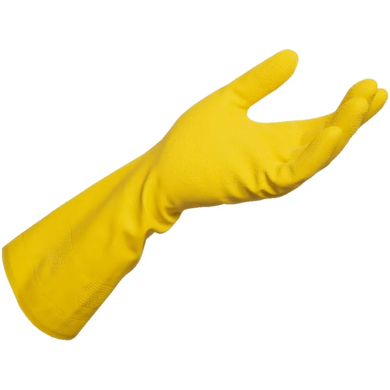 Gants de ménage en latex jaune, manchette longue