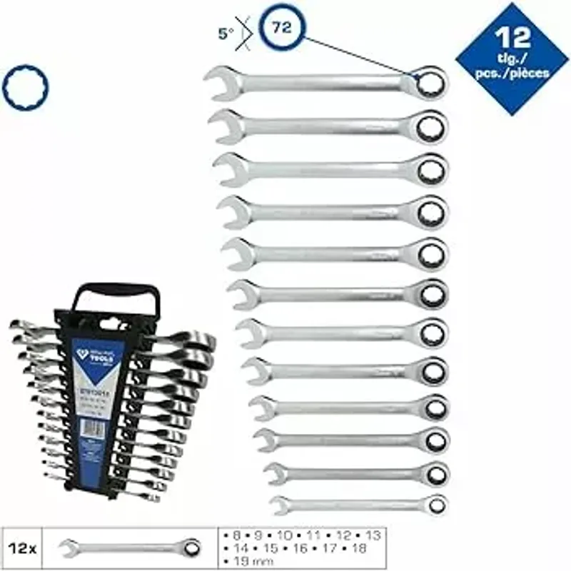 Jeu De Clés Mixtes à Cliquet / 12 Pcs