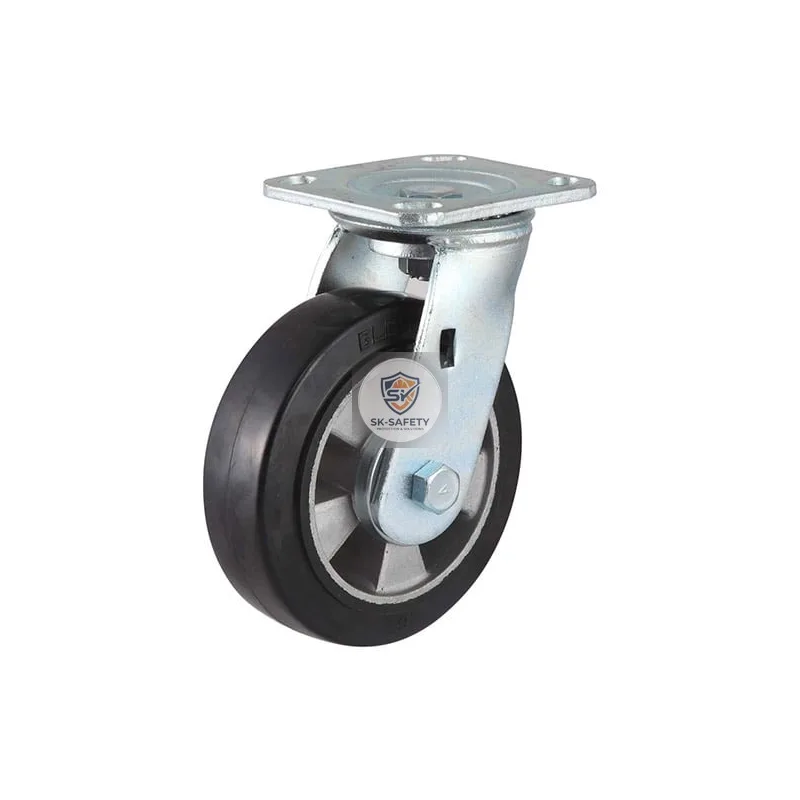 Roue pivotante à plaque caoutchouc 200mm