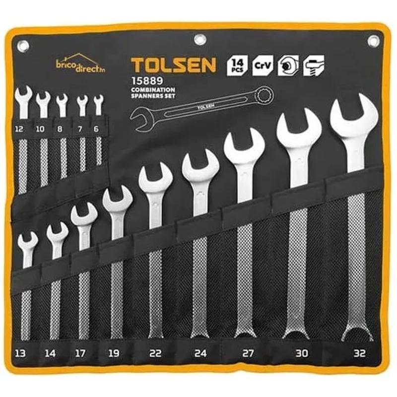 Jeu de14 clés mixtes 6-32mm en Cr-V TOLSEN