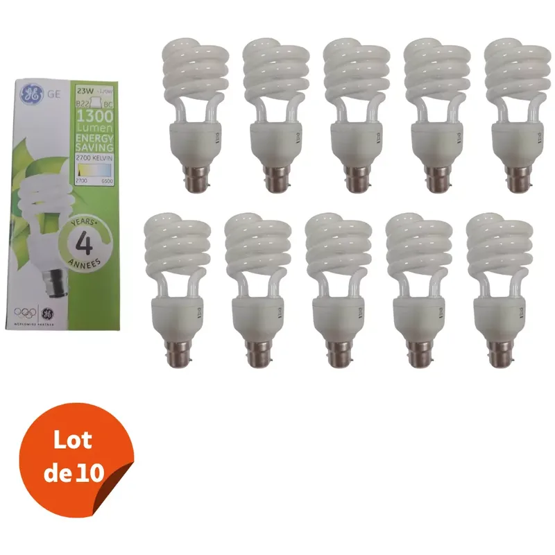 Lot De 10 Lampes Economique Spiral 23w B22