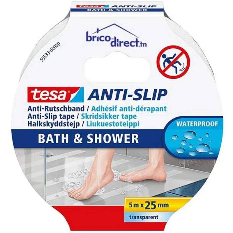 Adhésif anti dérapant pour Salles de bain 5Mx25mm TESA