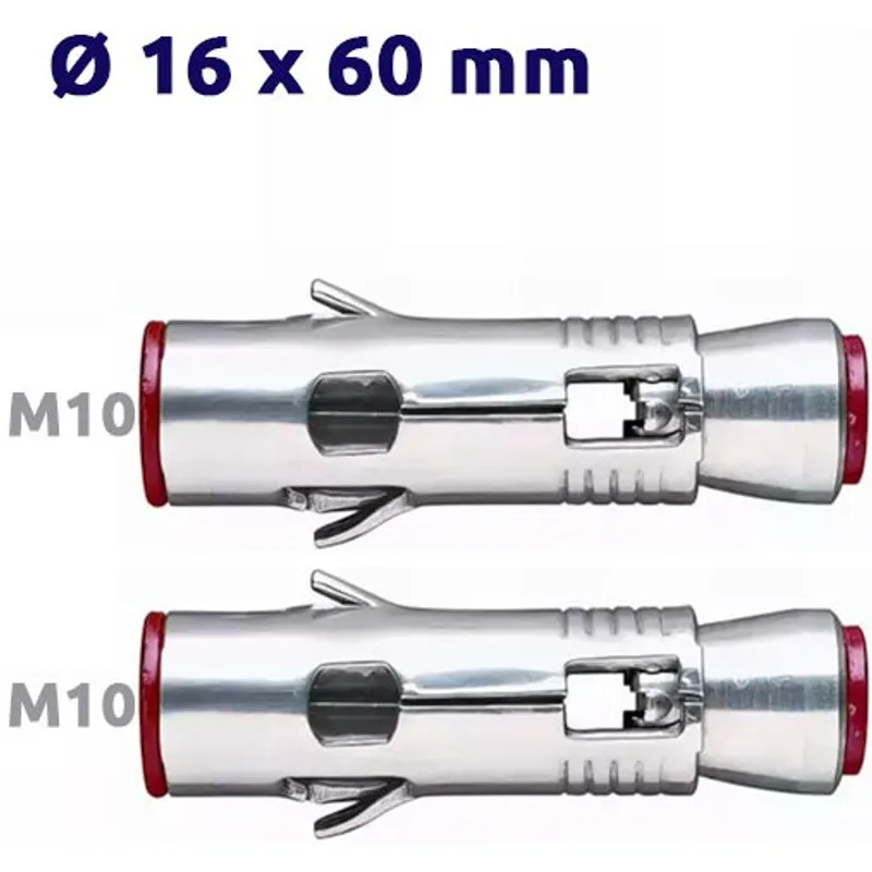 Pack de 2 Chevilles métalliques à ailettes Ø16mm x 60mm