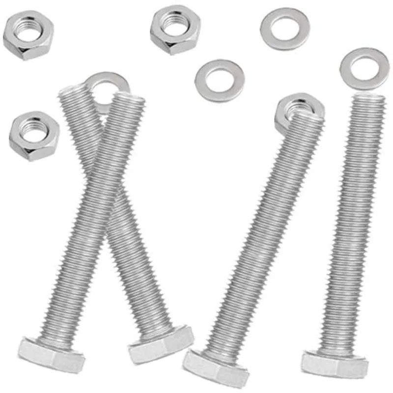 Pack de 4 boulons galvanisés M12x100 avec rondelles et écrous