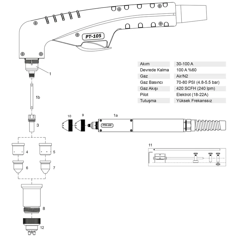 Torche De Découpe Plasma Pt"105 12m 1052000022