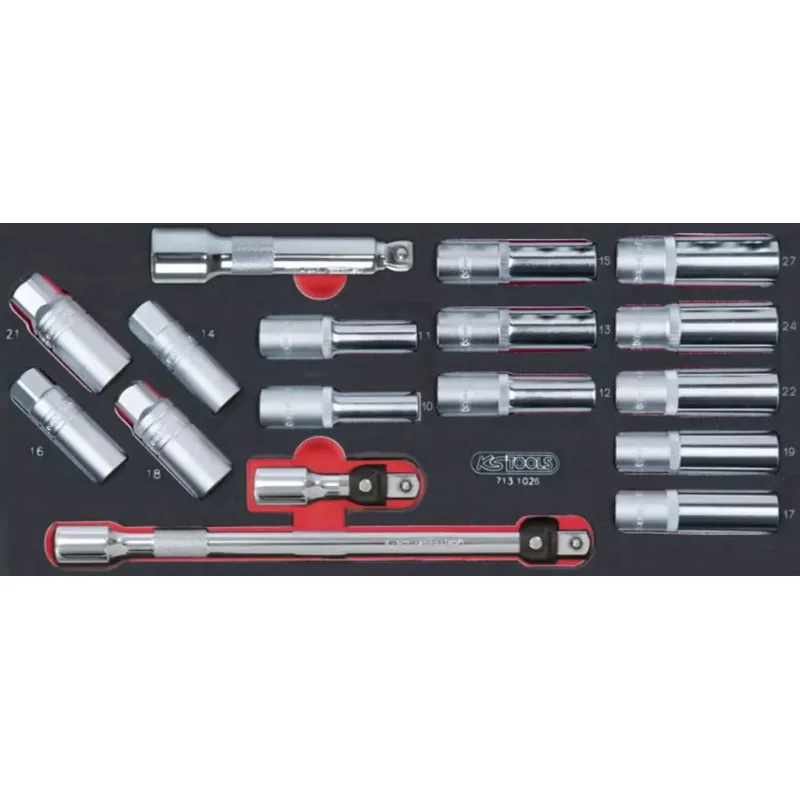 Module De Douilles Longues Et Accessoires 1/2, 17 Pièces