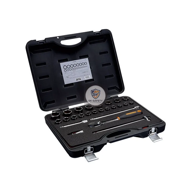Jeu de douilles 1/2" 6 pans avec cliquet réversible