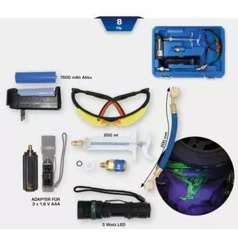 Coffret De Lampe De Poche Uv Pour Détection De Fuites | 8 Pcs