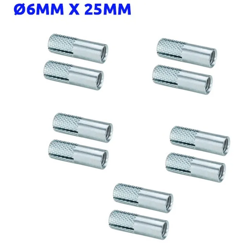 Pack de 10 Chevilles métalliques à frapper Ø6mm x 25mm
