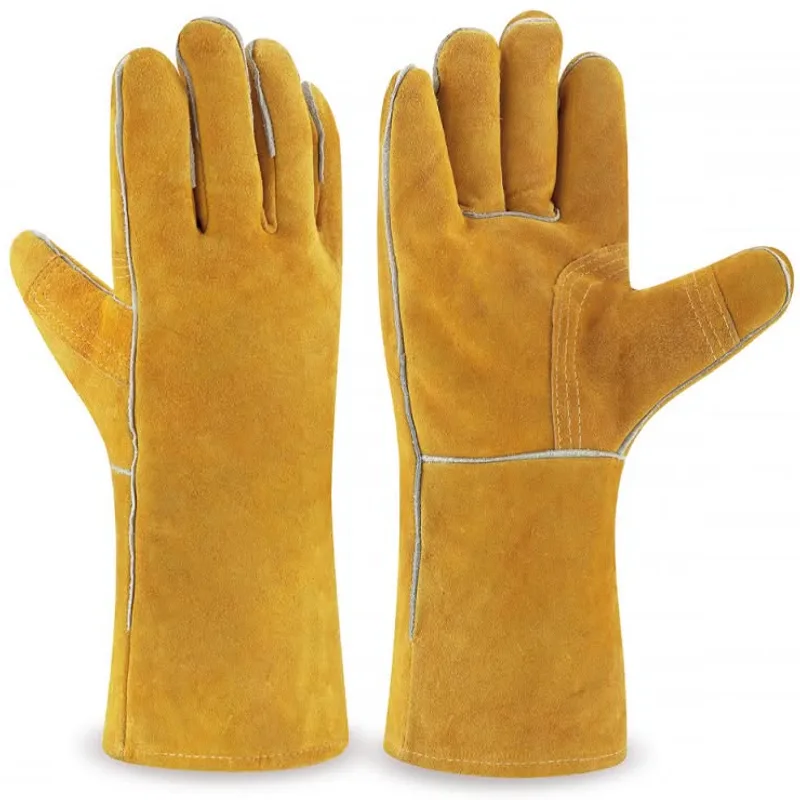 Gants de soudeur en croûte de cuir, manchette longue