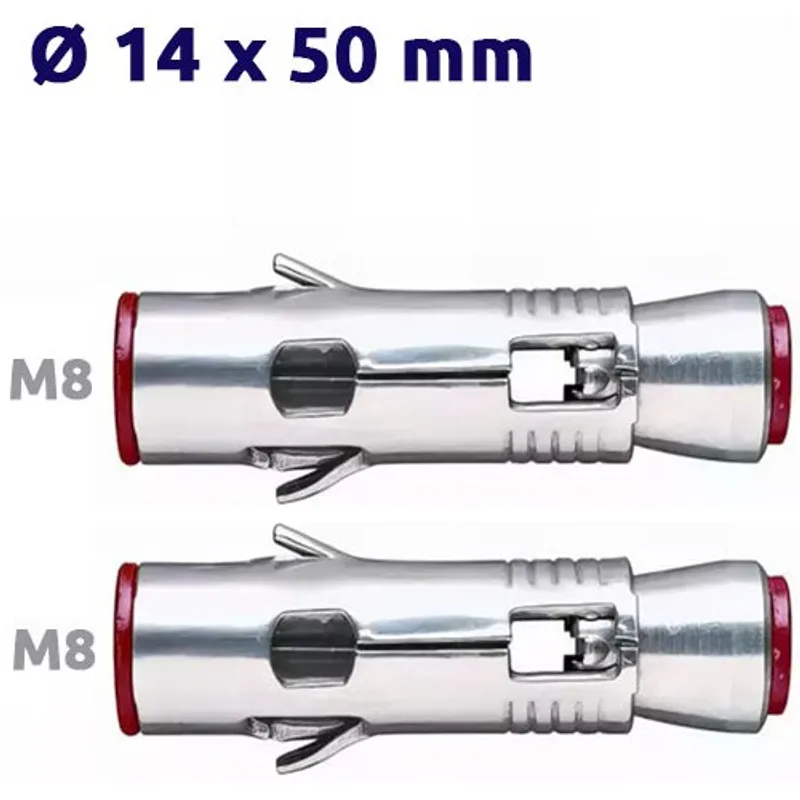 Pack de 2 Chevilles métalliques à ailettes Ø14mm x50mm