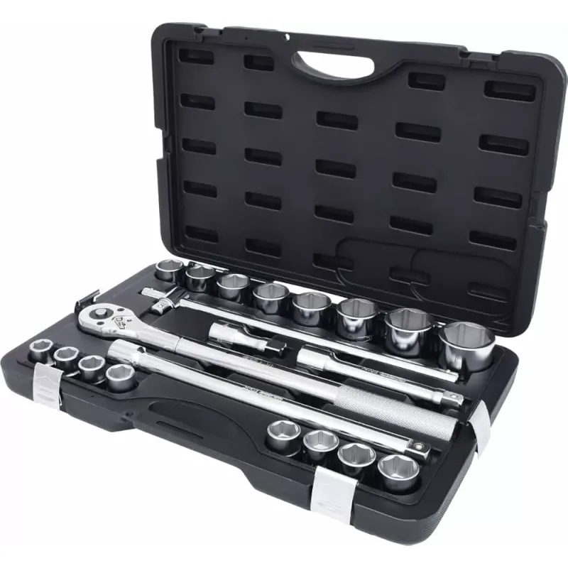 Coffret De Douilles 6 Pans Et Accessoires 3/4′′,21 Pcs 19>50mm