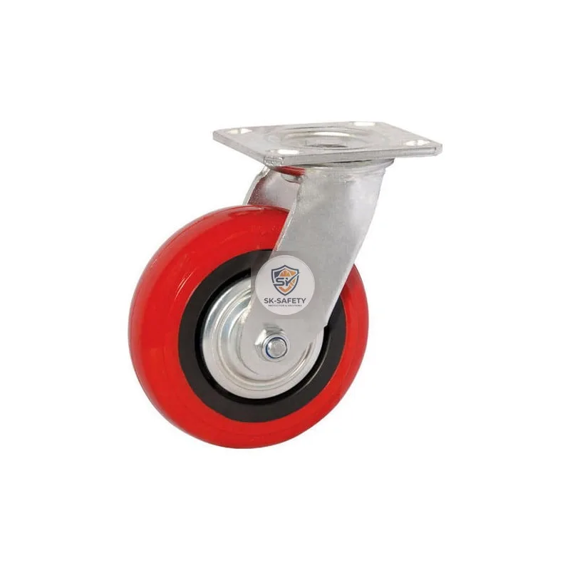 Roue pivotante rouge DN 50 mm