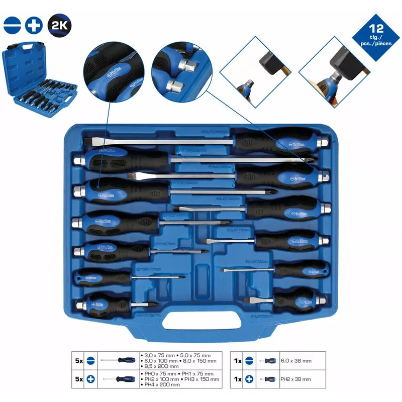 Coffret De Tournevis Avec Embout à Frapper | 12 Pcs