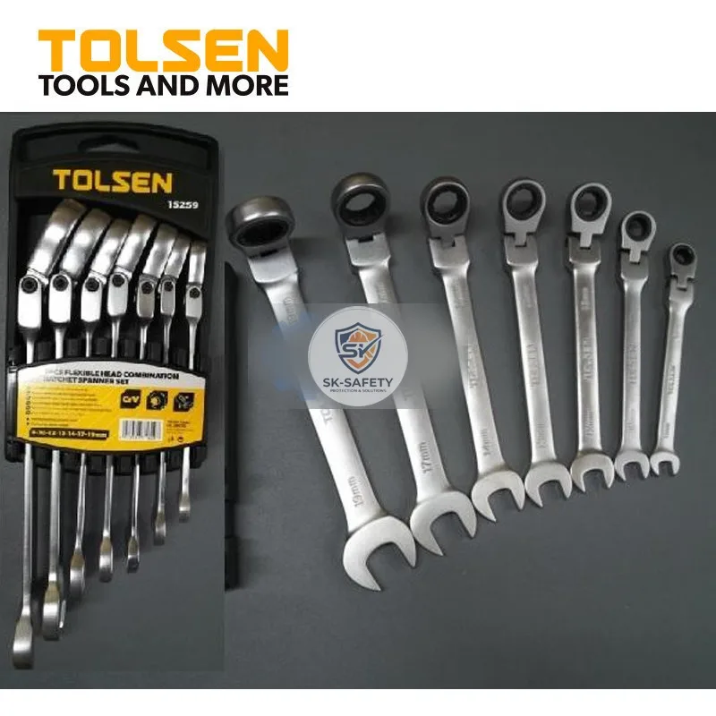 Jeu de 7 cle mixte à cliquet articulée CR-V TOLSEN