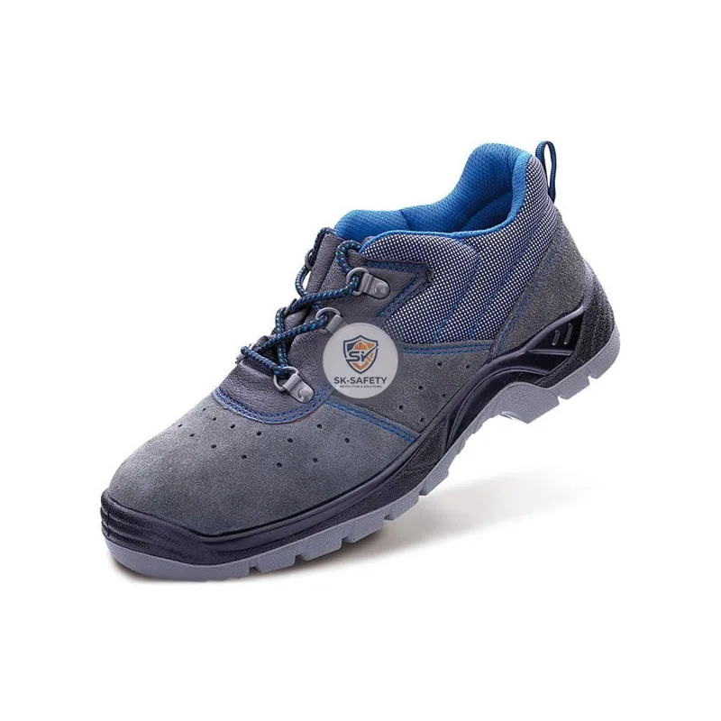 Chaussure microfibre perforée gris en croûte de cuir SCORPIO