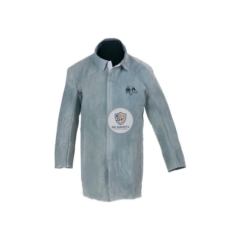 Veste en cuir croûte avec velcro pour soudeur