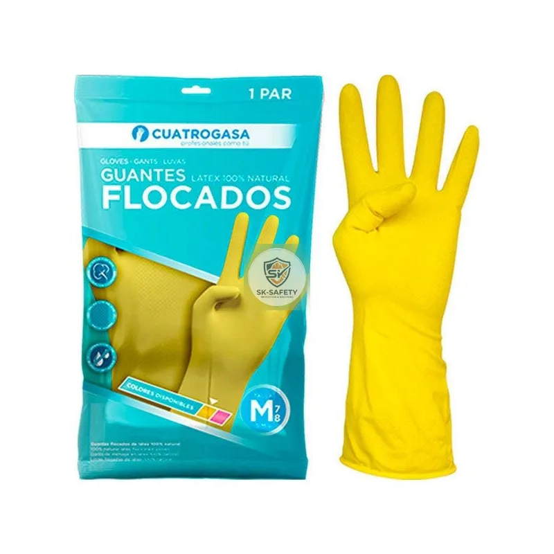 Gants de ménage en caoutchouc floqué