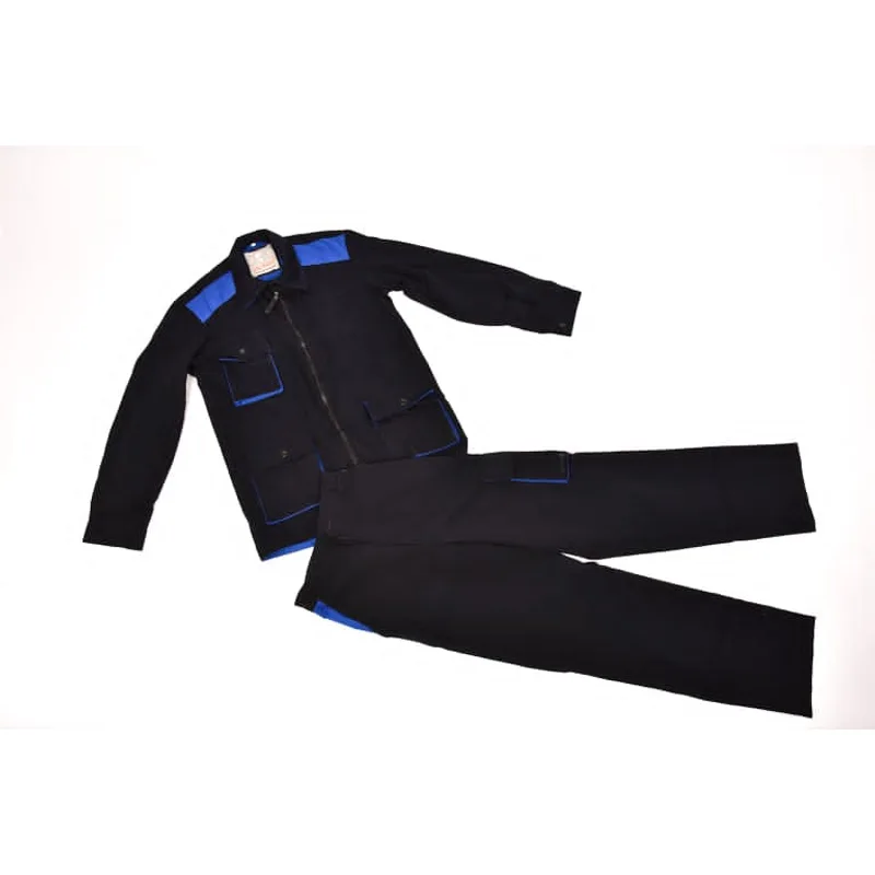 Ensemble veste et pantalon de travail noir et bleu roi