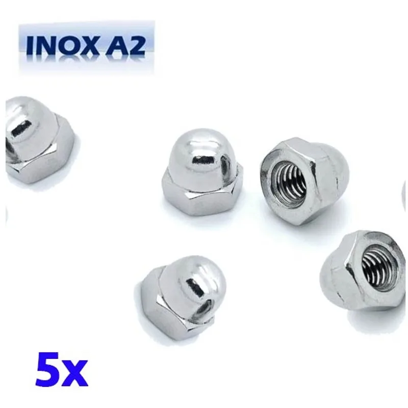 Pack de 5 écrous borgnes M8 en INOX A2 TOROZER
