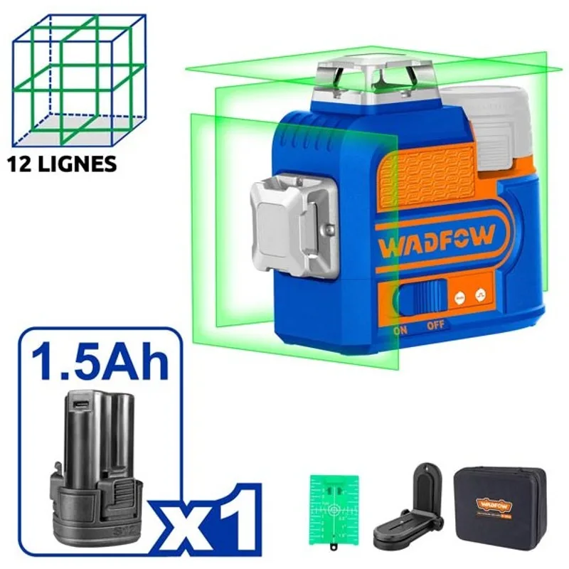 Laser à nivellement 360° 12 lignes vertes 30m WADFOW