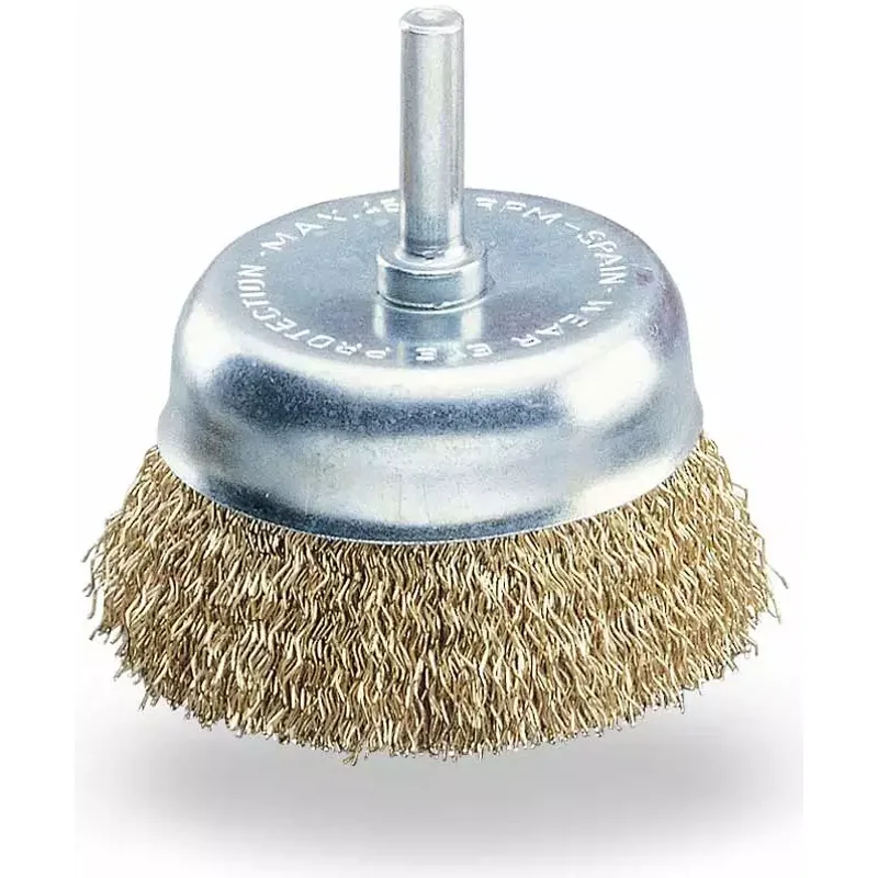 Brosse Metallique Coupe Ondulee Avec Tige De 6.35mm D:75mm