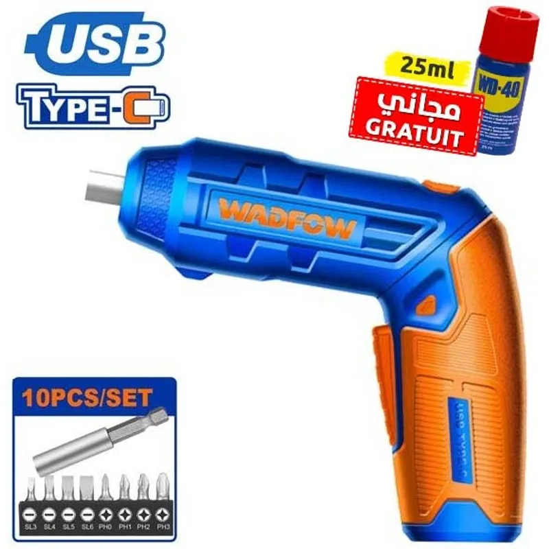 Tournevis sans fil 4V avec 10 accessoires WADFOW