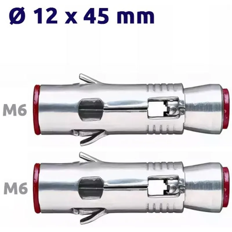 Pack de 2 Chevilles métalliques à ailettes Ø12mm x45mm