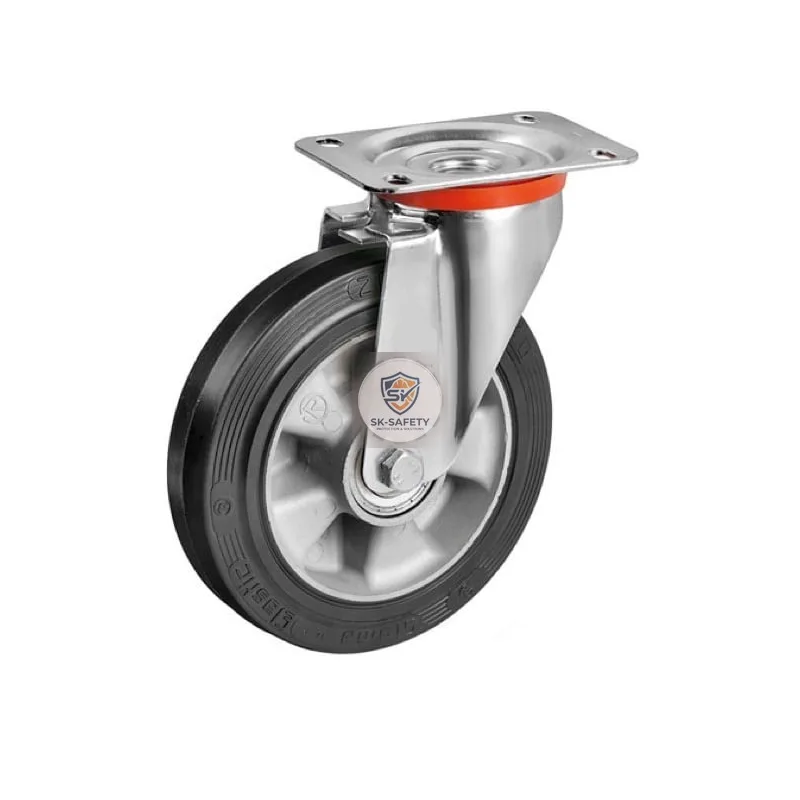 Roue moyeu à rayons pivotante caoutchouc noir DN 250 mm