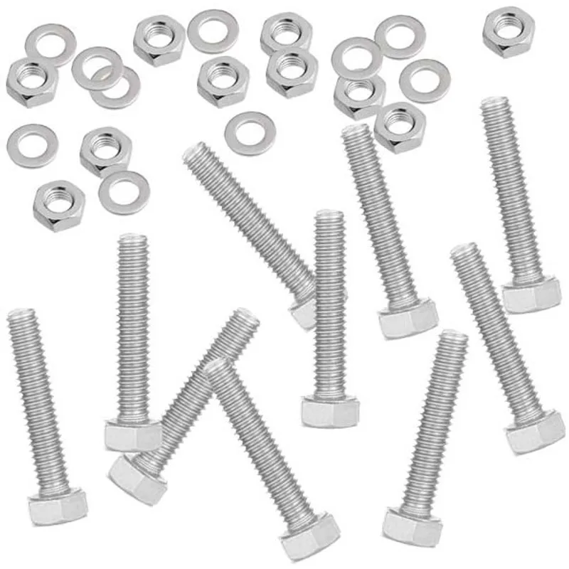 Pack de 10 boulons galvanisés M8x40 avec rondelles et écrous