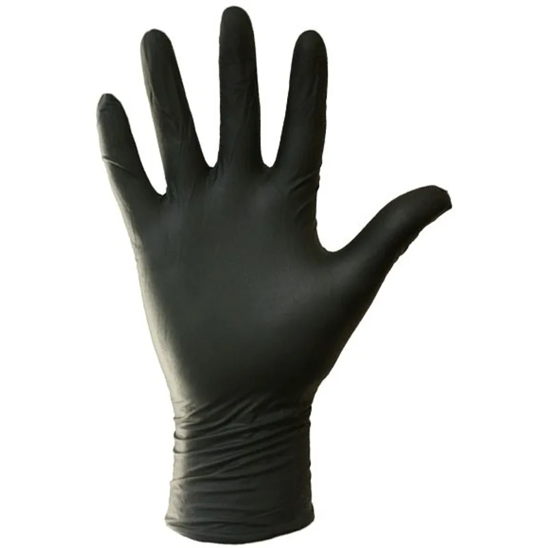 Gants nitrile jetables noirs, non poudrés