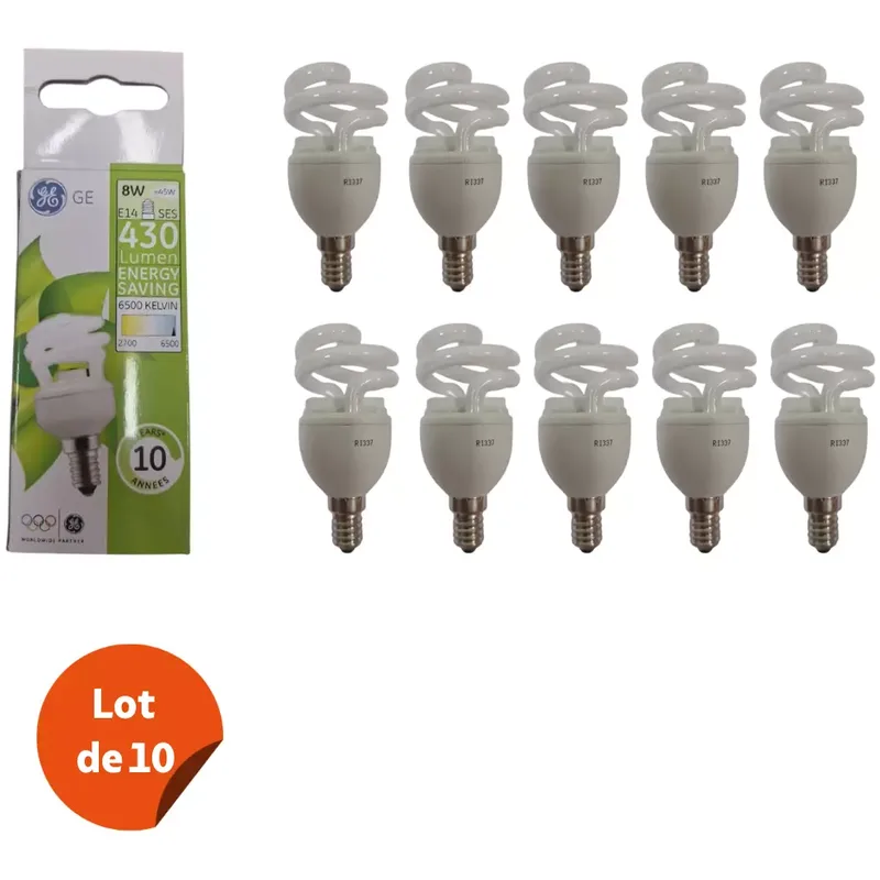 Lot De 10 Lampes Economique Spiral 8w E14